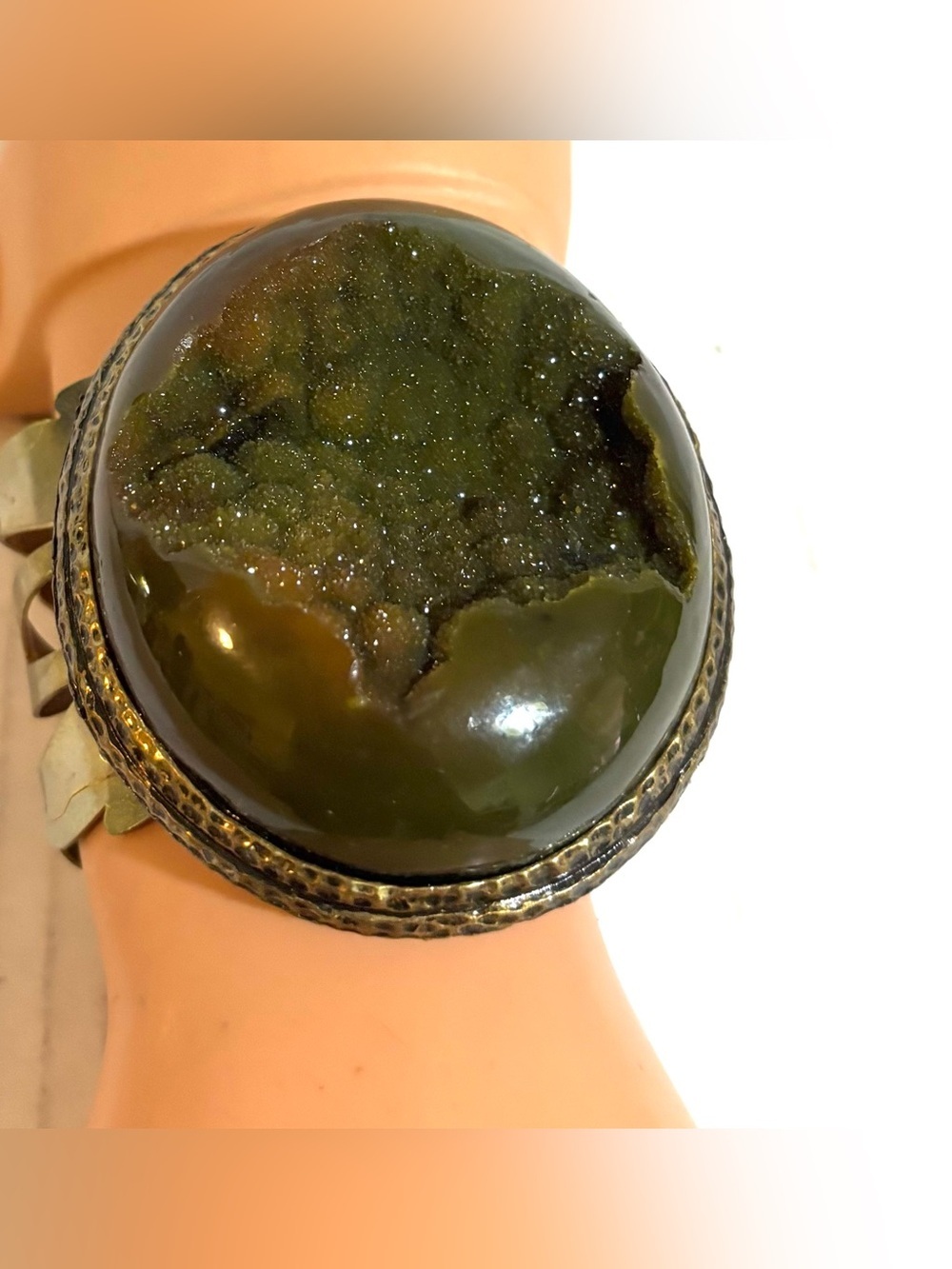 Green Druzy Statement Cuff Bracelet